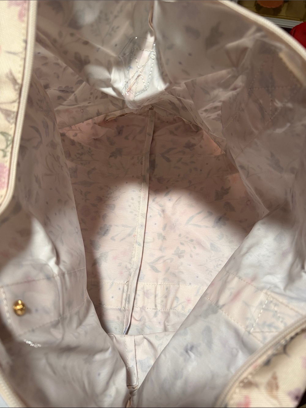 Poppy & Peonies Floral Canvas Tote - Cream with Pastel Flowers - Picture 5 of 10